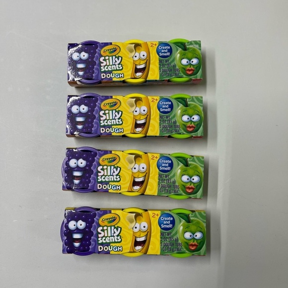 NEW Crayola Silly Scents Dough 3-Pack 2+ Purple/Yellow/Green - Picture 2 of 7
